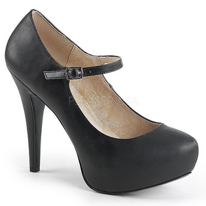 Preto Imitação couro 13,5 cm CHLOE-02 numeros grandes scarpin mulher