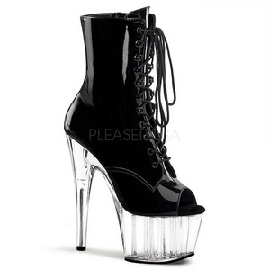 Preto Transparente 18 cm ADORE-1021 botinha plataforma salto alto
