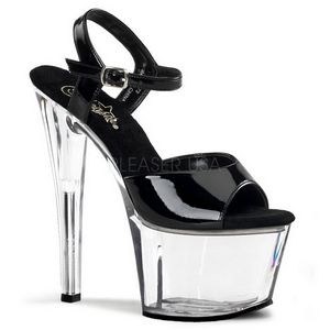 Preto Transparente 18 cm Pleaser SKY-309 Plataforma Salto Agulha