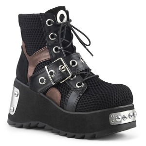 Preto Vegan 9 cm SCENE-53 botinha lolita com plataforma
