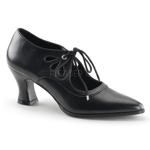 Preto Vegano 7 cm retro vintage VICTORIAN-03 sapatos scarpin salto alto