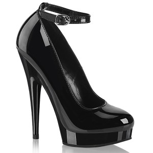 Preto Verniz 15 cm SULTRY-686 Sapatos scarpin de tiras no tornozelo