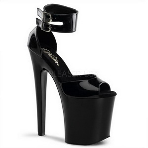 Preto Verniz 20 cm XTREME-875 Plataforma Sapatos Salto Alto