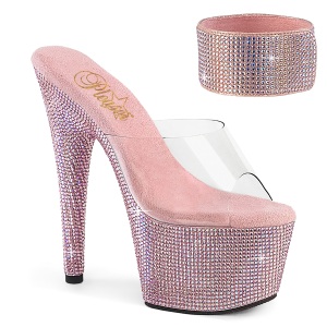 Rosa 18 cm 712RS sandália salto alto de tiras no tornozelo strass plataforma