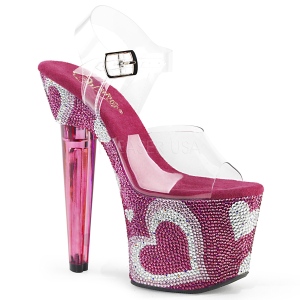 Rosa 18 cm LOVESICK-708HEART Pedras Strass calçados femininos salto alto
