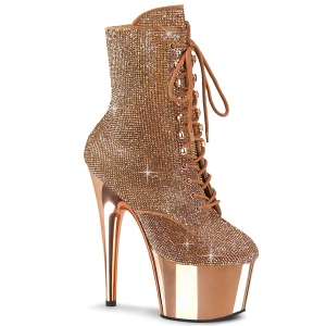 Rosa Ouro strass 18 cm ADORE-1020CHRS botinha salto alto pleaser
