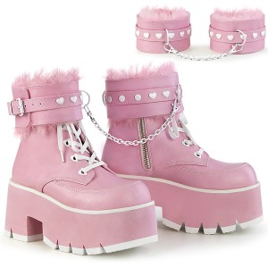 Rosa Vegan 9 cm ASHES-57 lolita botinha com salto grosso plataforma