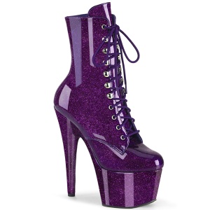 Roxo glitter 18 cm botinha salto alto pleaser