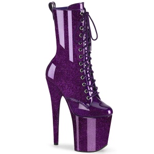 Roxo glitter 20 cm botinha salto alto pleaser