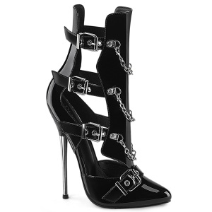 Stiletto botins mulher envernizado 16 cm botins com salto agulha de metal