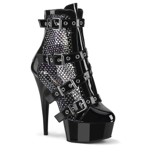 Tecido de malha strass 15 cm DELIGHT-1013RM Botas de tornozelo preto