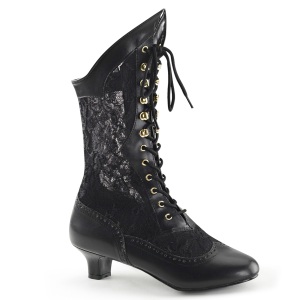 Tecido de renda 5 cm DAME-115 Botinha vitorianas com salto vintage preto