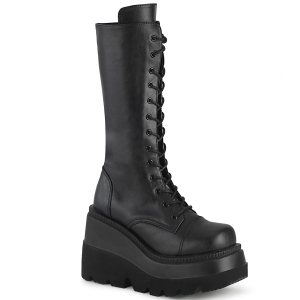 Vegan 11,5 cm SHAKER-72 gotico bota com cadarço plataforma preto