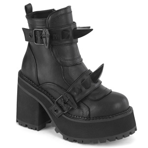 Vegan 12 cm ASSAULT-72 botas de tornozelo de menina com sola cravejada e plataforma na cor preta