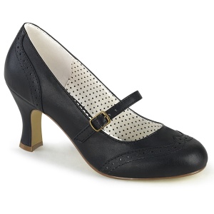 Vegan 7,5 cm FLAPPER-32 retro vintage scarpin maryjane preto