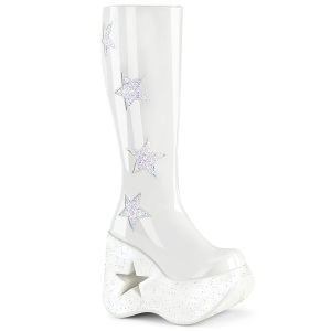 Vegan branco 13 cm DYNAMITE-218 botas cunha altos plataforma emo punk