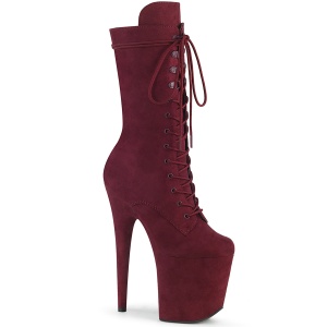 Vegan suede 20 cm FLAMINGO-1050FS botas de saltos pole dance bordo