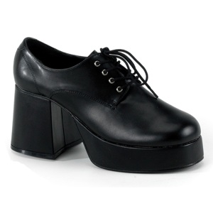 Vegano JAZZ-02 plataforma sapatos de cafetão 70 homem sapatos disco cadarço preto