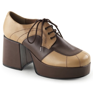 Vegano JAZZ-06 plataforma sapatos de cafetão 70 homem sapatos disco cadarço marrom