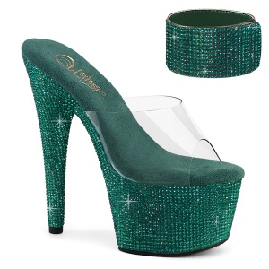 Verde 18 cm 712RS sandália salto alto de tiras no tornozelo strass plataforma