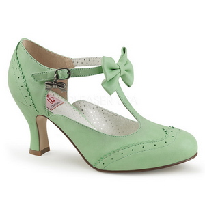 Verde 7,5 cm retro vintage FLAPPER-11 Pinup sapatos scarpin com saltos baixos