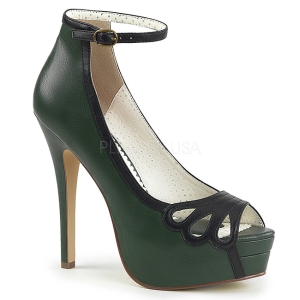 Verde Imitação Couro 13,5 cm BELLA-31 sapatos scarpin aberto na frente