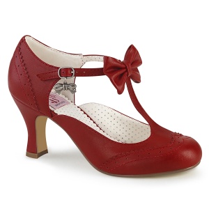 Vermelho 7,5 cm retro vintage FLAPPER-11 Pinup sapatos scarpin com saltos baixos