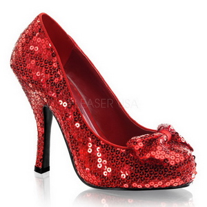 Vermelho Lantejoulas 11,5 cm OZ-06 sapato scarpin para noite de festa