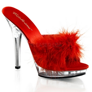 Vermelho Transparente 13 cm Fabulicious LIP-101-8 Plataforma Tamancos Altos