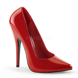 Vermelho Verniz 15 cm DOMINA-420 Sapatos Scarpin Salto Agulha
