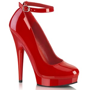 Vermelho Verniz 15 cm SULTRY-686 Sapatos scarpin de tiras no tornozelo