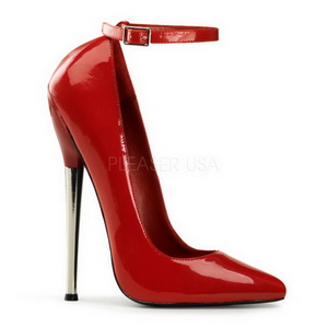 Vermelho Verniz 16 cm DAGGER-12 Fetish Scarpin Salto Alto
