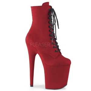 Vermelho faux suede 20 cm FLAMINGO-1020FS botinha pole dance