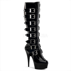 Verniz 15 cm DELIGHT-2049 plataforma botas mulher com fivelas