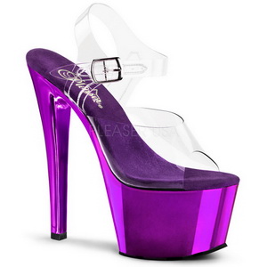 Violeta Transparente 18 cm SKY-308 Plataforma Salto Agulha