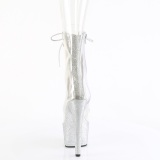 1021C-2 - 18 cm bota salto alto plataforma pleaser strass transparente
