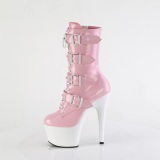 1046TT - 18 cm plataforma botas saltos altos envernizado rosa