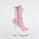 1046TT - 18 cm plataforma botas saltos altos envernizado rosa