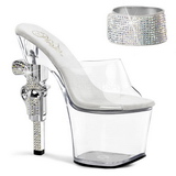 Transparente Pedra Cristal 18 cm REVOLVER-712 sapatos pistola salto alto