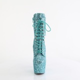 ADORE-1020GWR 18 cm bota salto alto plataforma pleaser glitter turquesa