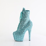 ADORE-1020GWR 18 cm bota salto alto plataforma pleaser glitter turquesa