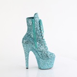 ADORE-1020GWR 18 cm bota salto alto plataforma pleaser glitter turquesa