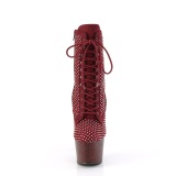 ADORE-1020RM 18 cm bota salto alto plataforma pleaser strass borgonha