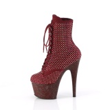 ADORE-1020RM 18 cm bota salto alto plataforma pleaser strass borgonha
