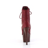 ADORE-1020RM 18 cm bota salto alto plataforma pleaser strass borgonha