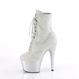 ADORE-1020RM 18 cm bota salto alto plataforma pleaser strass prata