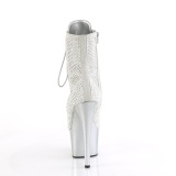 ADORE-1020RM 18 cm bota salto alto plataforma pleaser strass prata