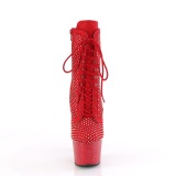 ADORE-1020RM 18 cm bota salto alto plataforma pleaser strass vermelho