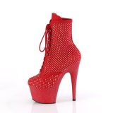 ADORE-1020RM 18 cm bota salto alto plataforma pleaser strass vermelho