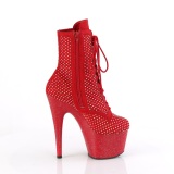 ADORE-1020RM 18 cm bota salto alto plataforma pleaser strass vermelho